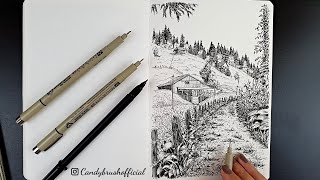 Pen & Ink Drawing #21 | Drawing A Nature Landscape