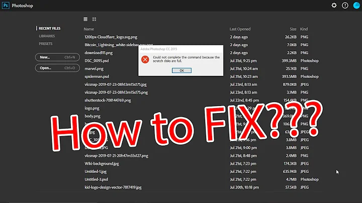 Could Not Complete The Command Because The Scratch Disks Are Full Fix It.