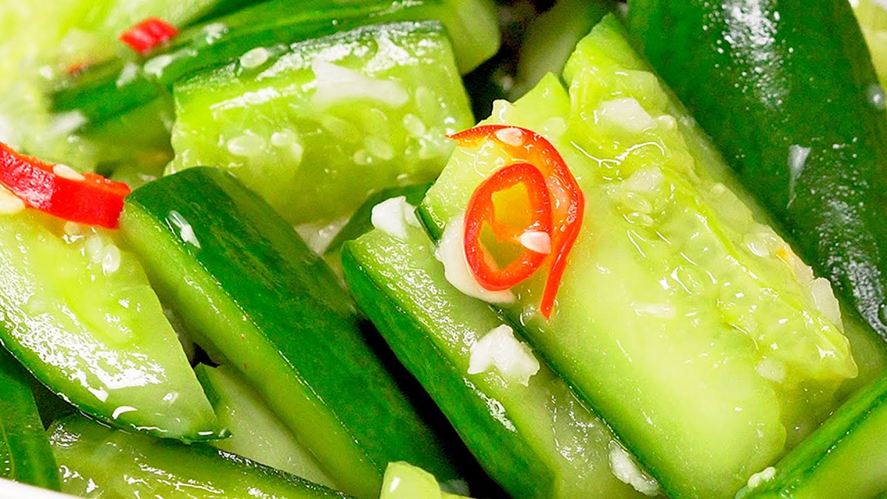 ⁣Chinese Smashed Cucumbers With Sesame Oil and Garlic. Recipe by Always Yummy!