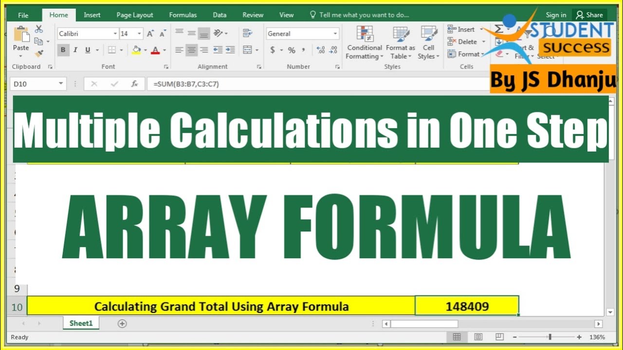 Array Formula in Excel | MS Excel Tutorial | Excel Array formula ...