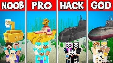 Minecraft: SUBMARINE HOUSE BUILD CHALLENGE - NOOB vs PRO vs HACKER vs GOD in Minecraft