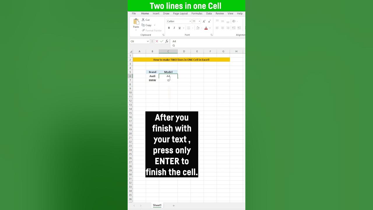 How to make two lines in one cell in excel short and simple youtube