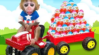 Baby Monkey Chu Chu Go Shopping Toy Rainbow Eggs And Eats Candy With Puppies