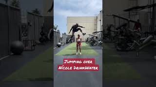 Jumping over Nicole DrinkWater at Golds Gym Venice ! #shorts