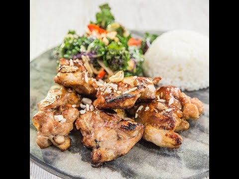 Marinated Chicken Thighs with Warm Kale Salad