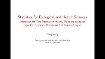 Chapter 10.3 Inferences for Two Population Means Using Independent Samples Unequal SD