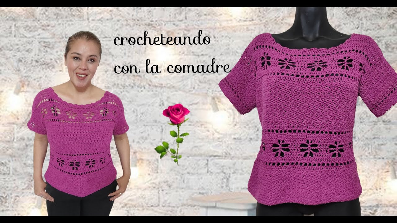 ⭐⭐⭐tutorial  blusa mariposa a crochet parte #1 facil y rapido crocheteando con la comadre