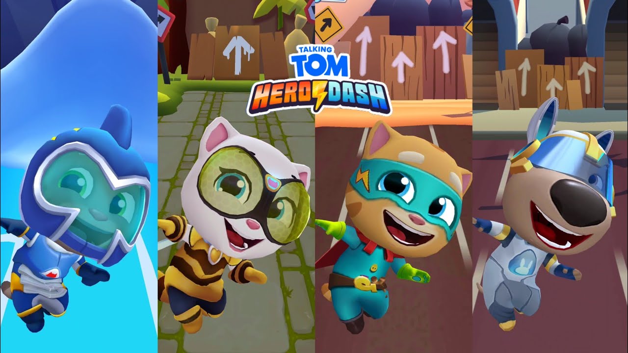 Talking Tom Hero Dash Deep Sea Tom Vs Queen Bee Angela Vs Super Ginger ...