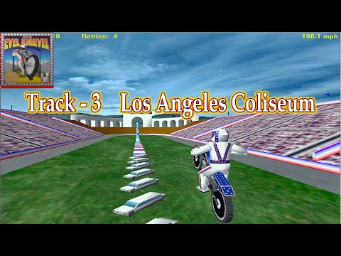 Evel Knievel Stunt Game - Los Angeles Coliseum - Track 3 - 3dfx Velocity 100