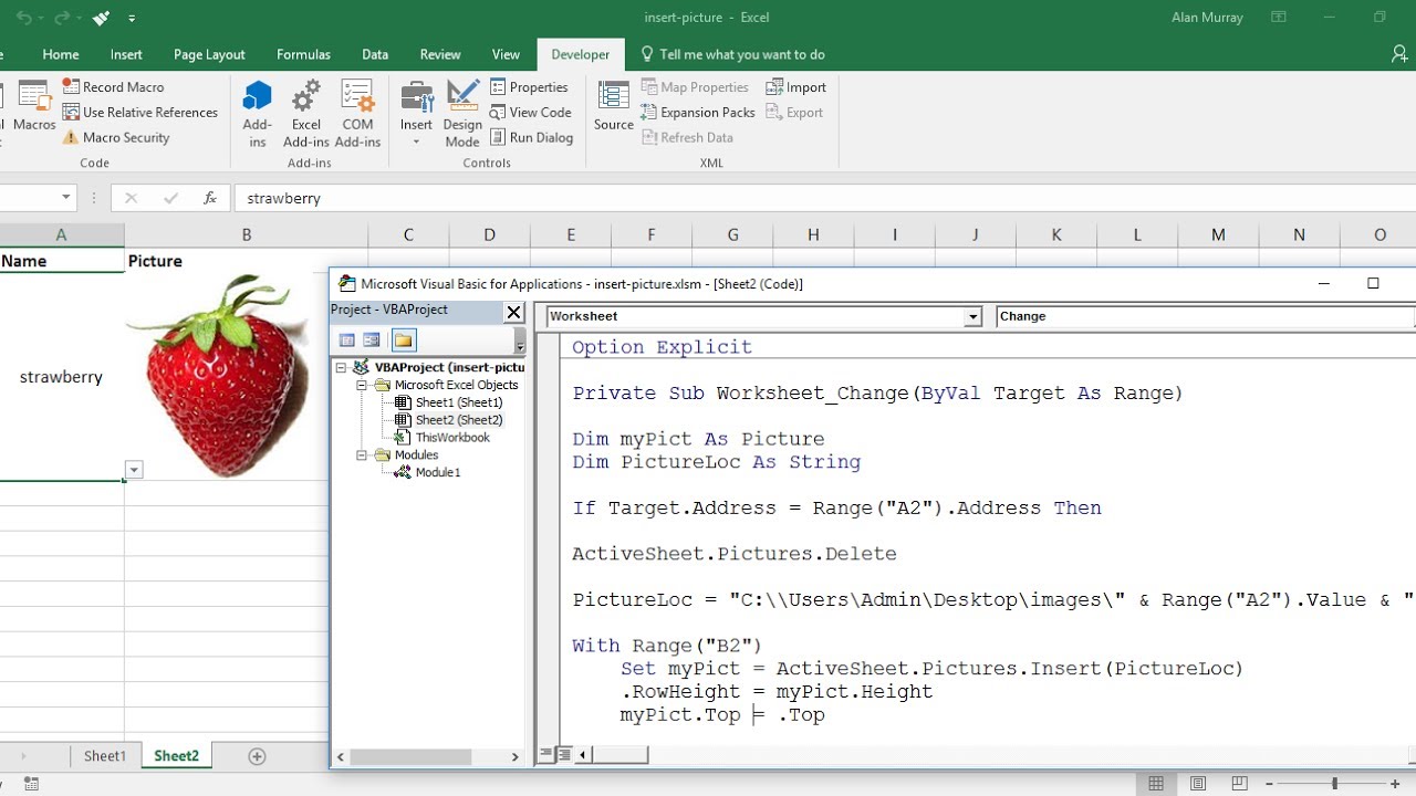 Excel VBA Insert Picture from Directory on Cell Value