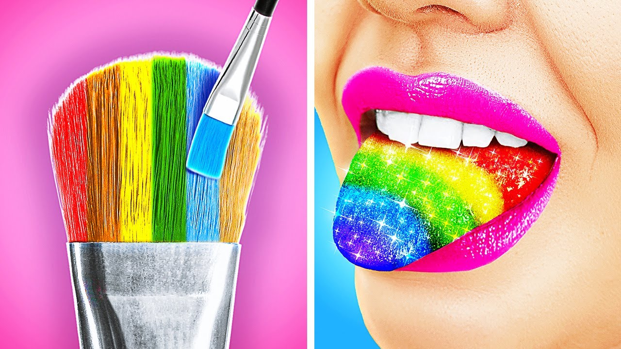 PAINT YOUR PLATE RAINBOW Creative Colorful Cooking Challenge by 123GO