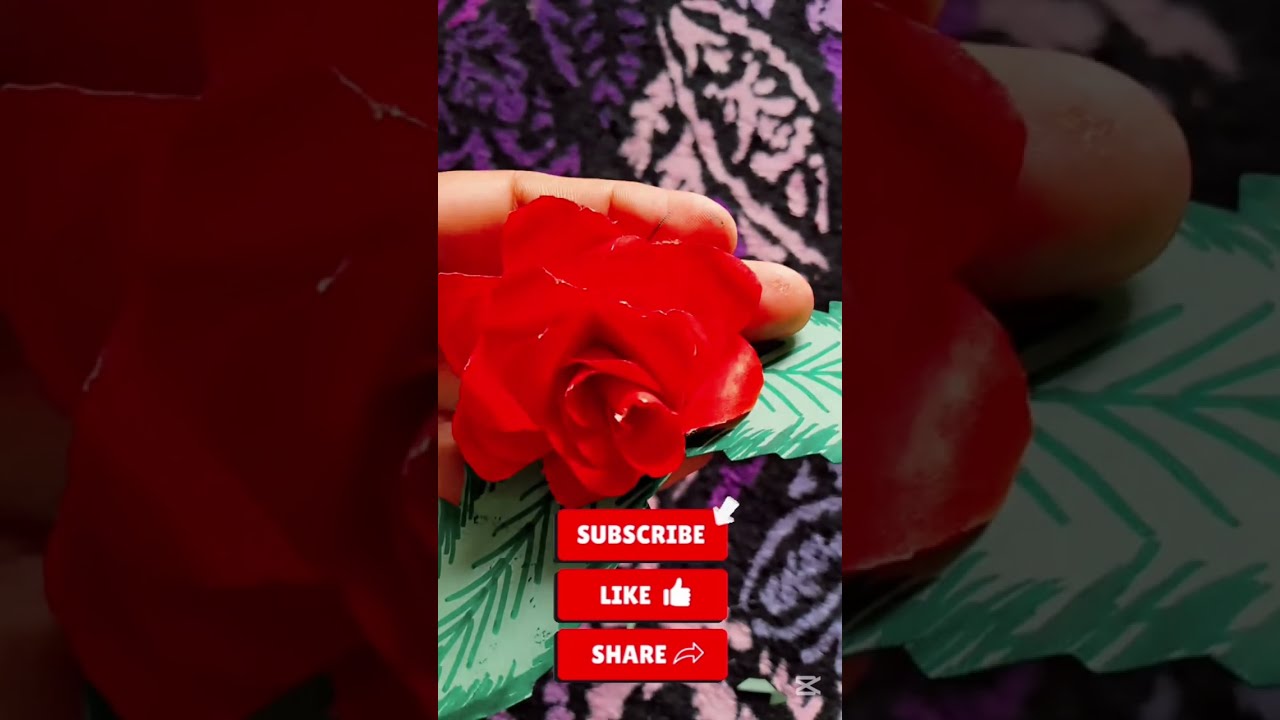 How to make easy paper flower step by step (Red rose🌹)