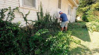 FATHER AND SON Help Homeowner With FREE Lawn Cleanup