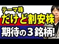 株価は低空飛行だけどテーマ株で期待大の割安３銘柄