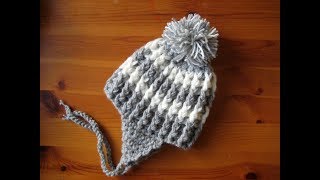 Easy crochet Baby hat Pom Pom tutorial 0-3 months subtitles