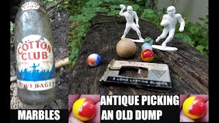 Antique Picking An Old Dump - Marbles - Toys - Bottle Digging - Trash Picking - Antiques -