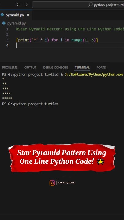 Star Pyramid Pattern Using One Line Python Code! 🌟 #python # ...