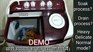 How to wash clothes in semi automatic washing machine || demo in HINDI || soak and drain process