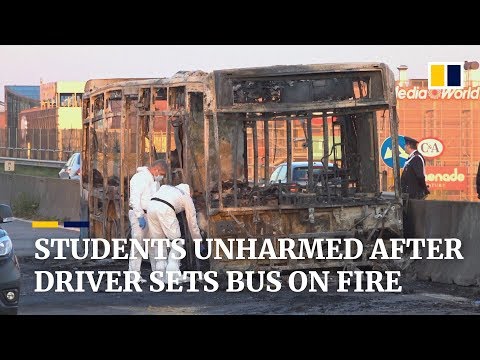 Driver hijacks school bus in Italy and sets it on fire, children escape unhurt