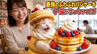感動】貧しい人にスフレパンケーキを配って全財産を失った子猫、パン