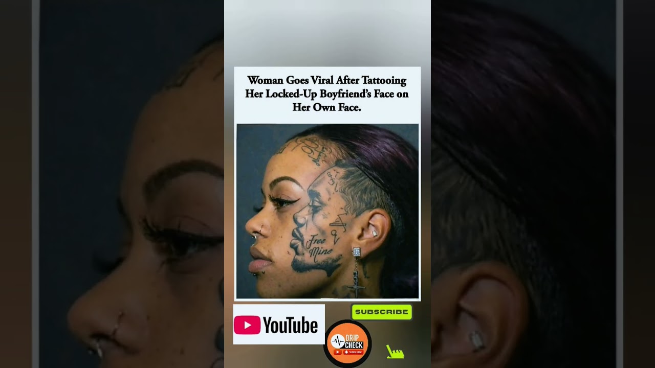 😳🔥She shocked the internet after tattooing her jailed boyfriend’s face on her own face.