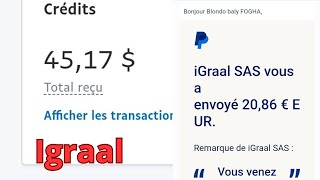 gagner 30 000f/semaine avec #igraal sans vendre ni acheter un produit 3€ offert à l'inscription