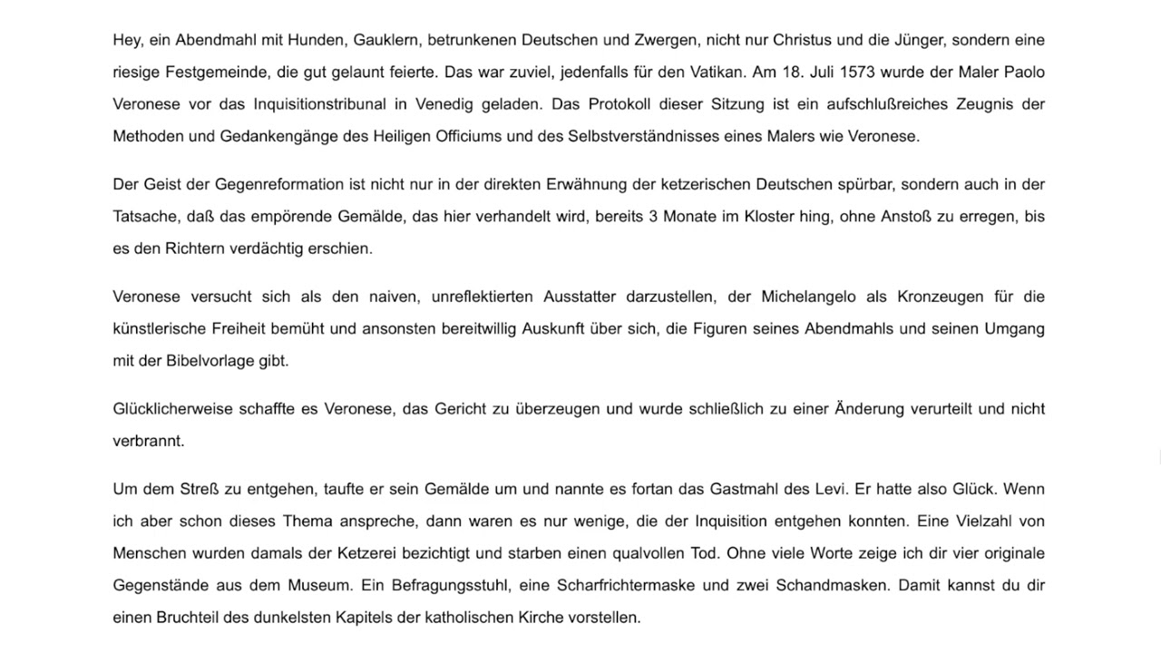 Rätsel 81: Warum gab es Streß um Paolo Veroneses letzte Abendmahl ???