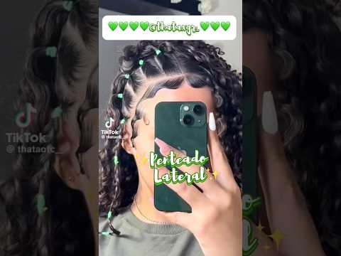 PENTEADO LATERAL COM LIGUINHAS 💚✨ #penteados #hairstyle #cachos #cacheadas #hair #cabelo