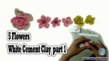 5 Flowers White Cement Clay [ part 1]   Tutorial  Flower for vase decoration ||  Cement Craft Ideas