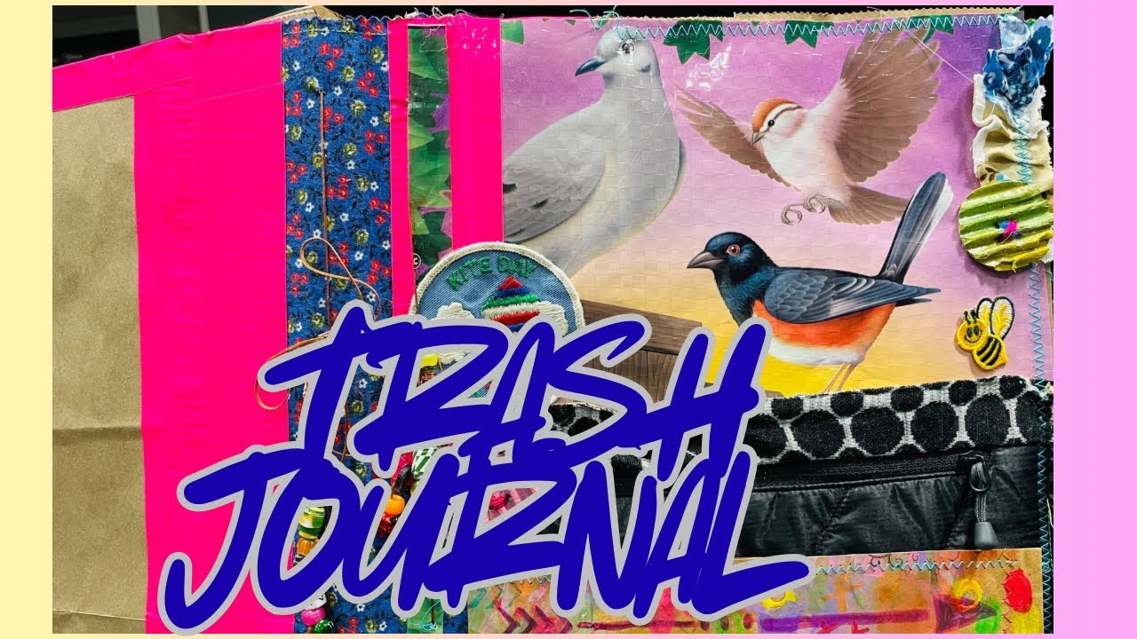 Арт-журнал из обрезков бумаги, бумажных пакетов и пакета из-под птичьего корма.