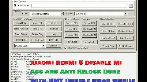 Xiaomi RedMi 5 Disable Mi Account and Anti Relock Done With UMT Dongle