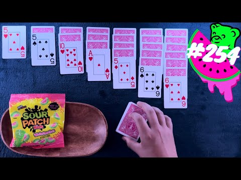 Candy & Solitaire ASMR #254: Sour Patch Kids Watermelon & The Pink Jumbo Deck