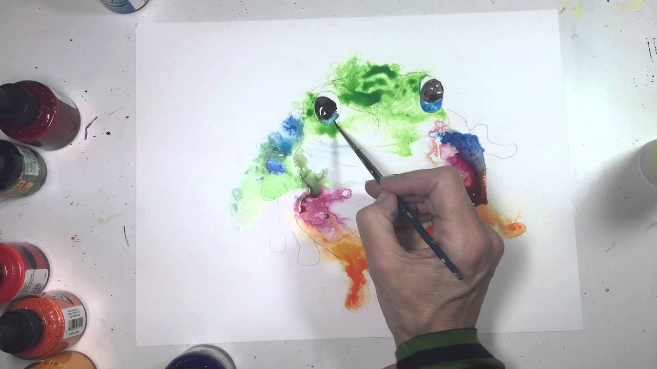 Speed Painting Animal art using acrylic and india inks on yupo paper