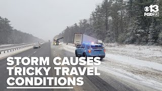 Snowstorm creates tricky overnight travel conditions in Maine