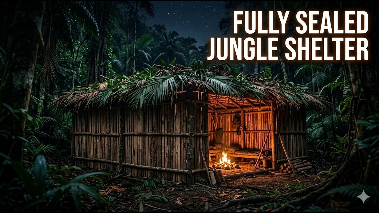 I Built a Fully Enclosed Jungle Shelter That Disappears at Night - YouTube