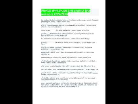 Florida dmv drugs and alcohol test answers 2022/2023 - YouTube
