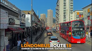 London Bus Ride: Sudbury to Euston Station | UpperDeck POV aboard Bus 18