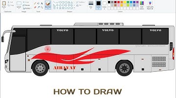How to draw VOLVO Bus | Drawing KSRTC VOLVO AIRAVAT Bus on computer using Ms Paint in easy steps.