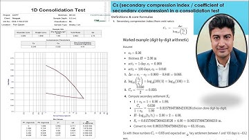 How to Calculate the Secondary Compression Index (Cs) (consolidation test parameter)