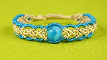 Wavy Herringbone Bracelet in two colors with a bead - Tutorial