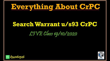 Search Warrant u/s 93 CrPC