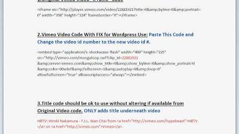 Wordpress Video Post Fix For Vimeo-Youtube Video Embed HTML "iFrame" Codes