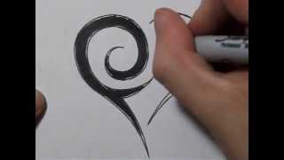 ⁣How To Draw a Tribal Heart