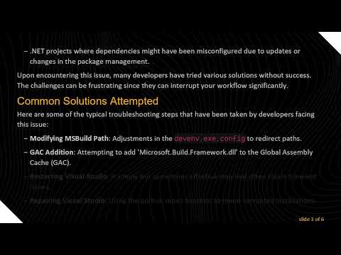 Resolving the Microsoft.Build.Framework Error in Visual Studio 2022