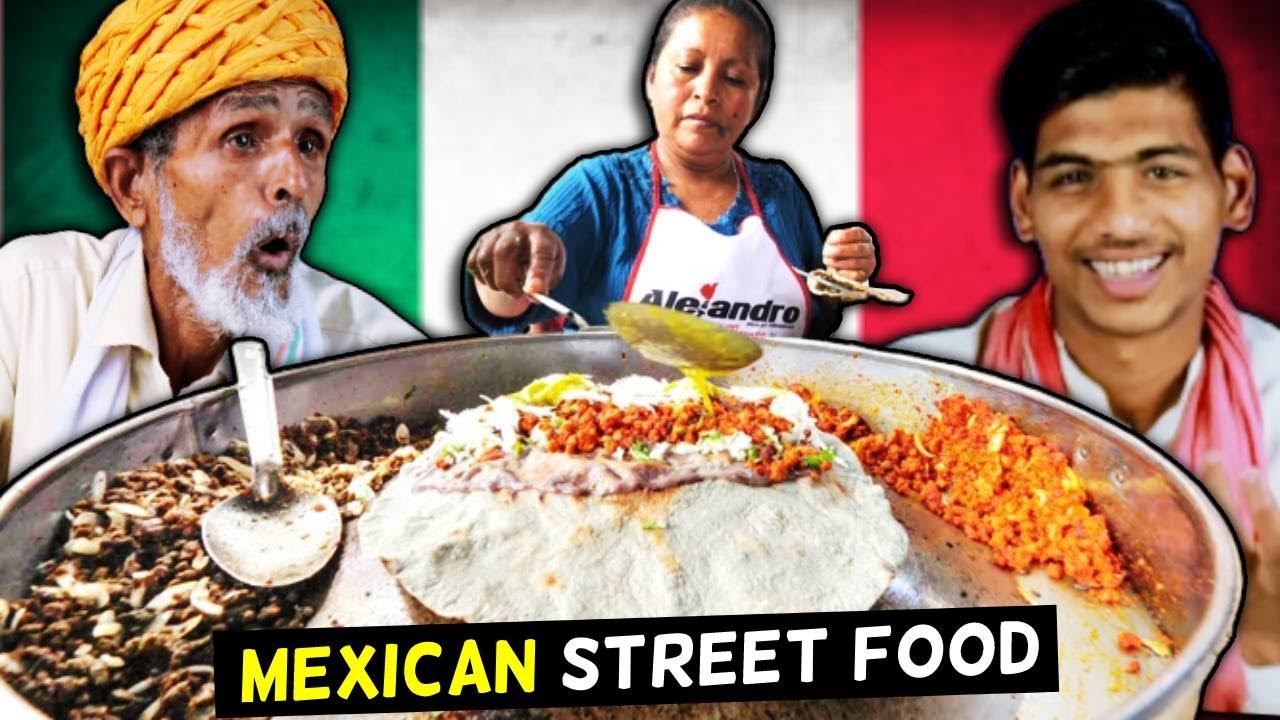 Villagers Exploring Mexican Street Food ! Tribal People React To Mexican Street Food