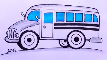School Bus Drawing | Bus Drawing Easy | How to draw Bus with pencil @FarjanaDrawingAcademy 