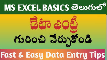 “Excel Data Entry Tips in Telugu | Top 10 Excel Tricks for Fast Data  Excel Tutorial for Beginners”