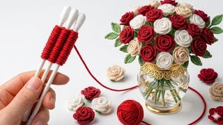 How to Crochet a Realistic Rose with Cotton Swabs | Easy Flower Tutorial for Beginners