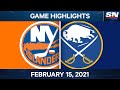 NHL Game Highlights | Islanders vs. Sabres - Feb. 15, 2021