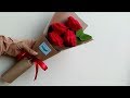 Wrapping rose felt bouquet | Cara membungkus buket bunga mawar flanel